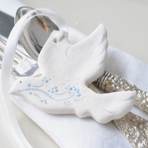 Custom Dove Baptism Favors / Wedding Dove / Shower Favors Dove Salt Dough Ornament