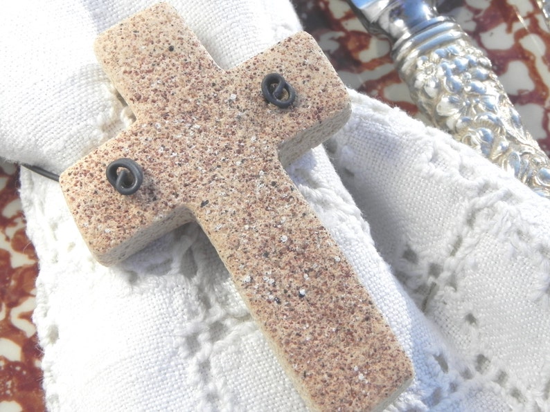 Communion or Easter 10 pcs Cinnamon Cross Baptism Favors Salt Dough Napkin Rings Salt Dough Ornaments image 4