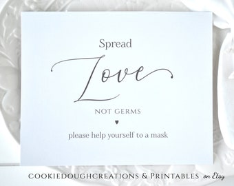 Spread Love not Germs Printable 100% Editable Custom Sign  8x10 Template DIY Instant Download Editable Printable, Corjl A104