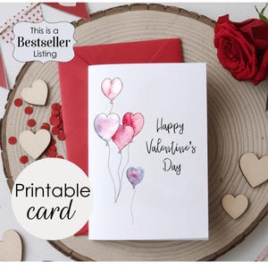 Printable Bestseller Valentine's Day Watercolor Card Digital Template Printable, Corjl