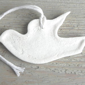 Baptism Decorations Communion or Bridal Shower Dove Personalized Favors Salt Dough Ornament image 5