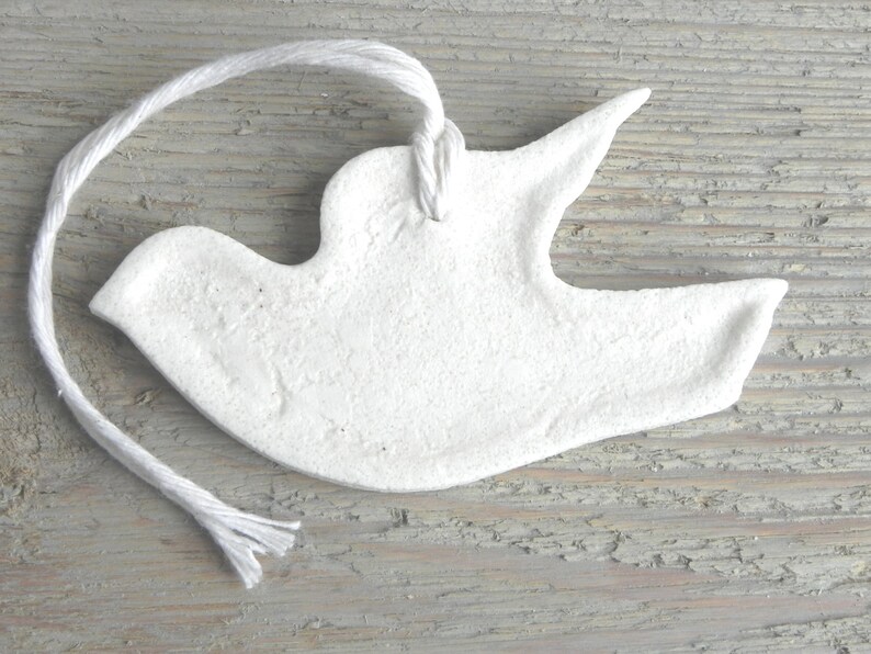 Baptism Decorations Communion or Bridal Shower Dove Personalized Favors Salt Dough Ornament image 5