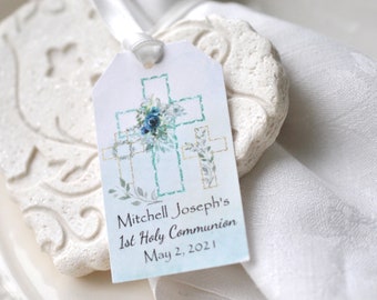 Made for You First Holy Communion Boy Favor Gift Tags Personalized Hang Tags Religious Tag