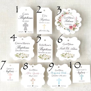 Pearl Shimmer Cross Baptism Favors Imprinted Salt Dough Cross Napkin Ring Ornaments Boy or Girl Baptism image 9