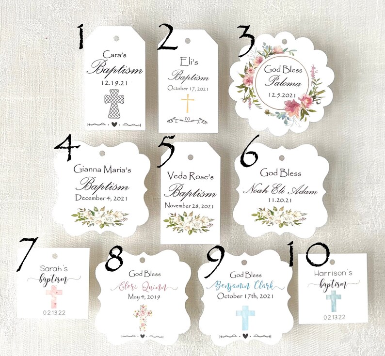 Pearl Shimmer Cross Baptism Favors Imprinted Salt Dough Cross Napkin Ring Ornaments Boy or Girl Baptism image 9