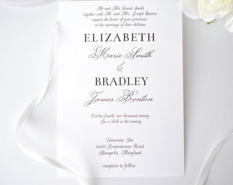 Traditional Minimalist Wedding Invitation  Printable Template 100% Editable Instant Download, Corjl A104