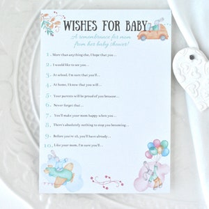 Wishes for Baby Baby Shower Game Card Pastel Bunny DIGITAL DOWNLOAD, Corjl A120 image 5