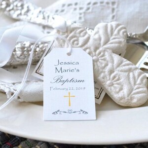 Baptism Favors / First Communion / Cross Favors Imprinted Favors with Ribbon Communion Favors Salt Dough Napkin Rings