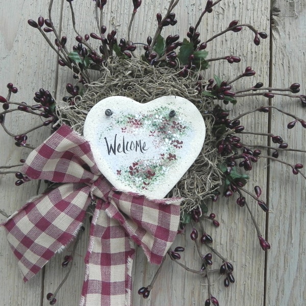 Red Welcome Berry Wreath / Housewarming New Home Gift