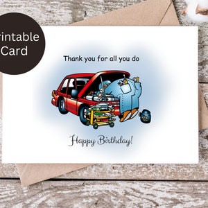 Mechaniker Geburtstag / Geburtstagskarte für Papa / Geburtstagskarte für Papa / Druckbare Karte / 2 Größen inkl. / Digitale Vorlage