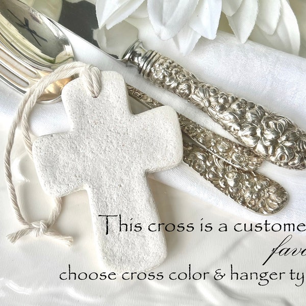 Minimalist Cross Communion or Baptism Favors Gift Boy or Girl Salt Dough Cross Favors