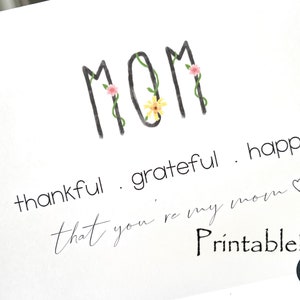 Tarjeta imprimible del Día de la Madre Plantilla digital de flores simples Plantilla digital imprimible editable, Corjl