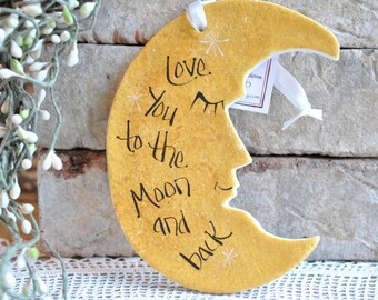 Love You to the Moon and Back Large Wall Hanging Salt Dough Ornament