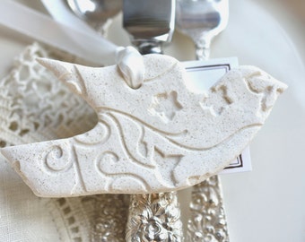 Salt Dough Imprinted Dove Baptism Gift Wedding Dove Favors Wedding Napkin Rings