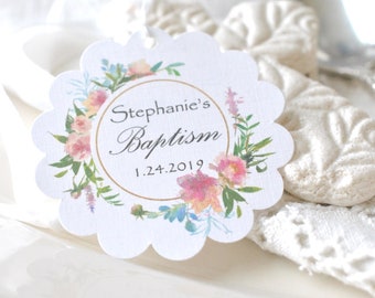 Made for You Personalized Baptism Favor Hang Tags Religious Tag Floral Baptism Party Gift Tags