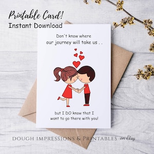 Cute Anniversary or Valentine&#39;s Day Card / Printable Card / Instant Download / 2 Sizes Inc. / Template DIY Digital Template