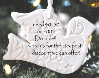 White Dove Imprinted Dove Salt Dough Ornament Personalized or Plain Baptism Favor Christmas Ornament Wedding Shower Gift