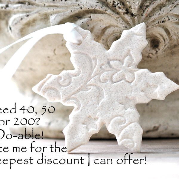 Snowflake Salt Dough Christmas Tree Ornament / Winter Wedding Baptism Favor