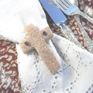 Communion or Easter 10 pcs Cinnamon Cross Baptism Favors Salt Dough Napkin Rings Salt Dough Ornaments imagem 1