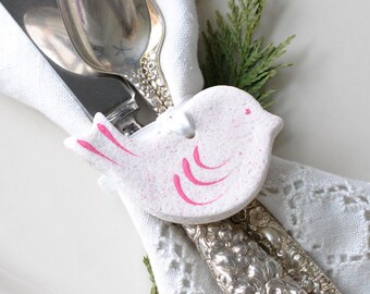 Mini 2 Inch Girl or Boy Baptism or Baby Shower Dove Salt Dough Ornament Favor