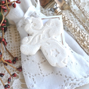 Personalized Baptism Cross Favors Salt Dough Imprinted Communion Christening Crosses Easter Napkin Ring Ornaments