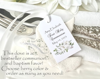 Minimalist Communion Favor Salt Dough Dove Ornament