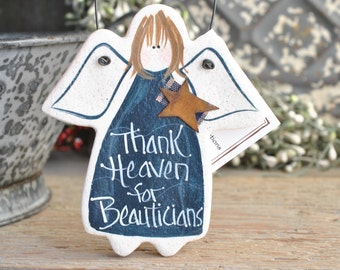 Beautician Angel Gift Salt Dough Birthday / Xmas / Thank You Gift Ornament