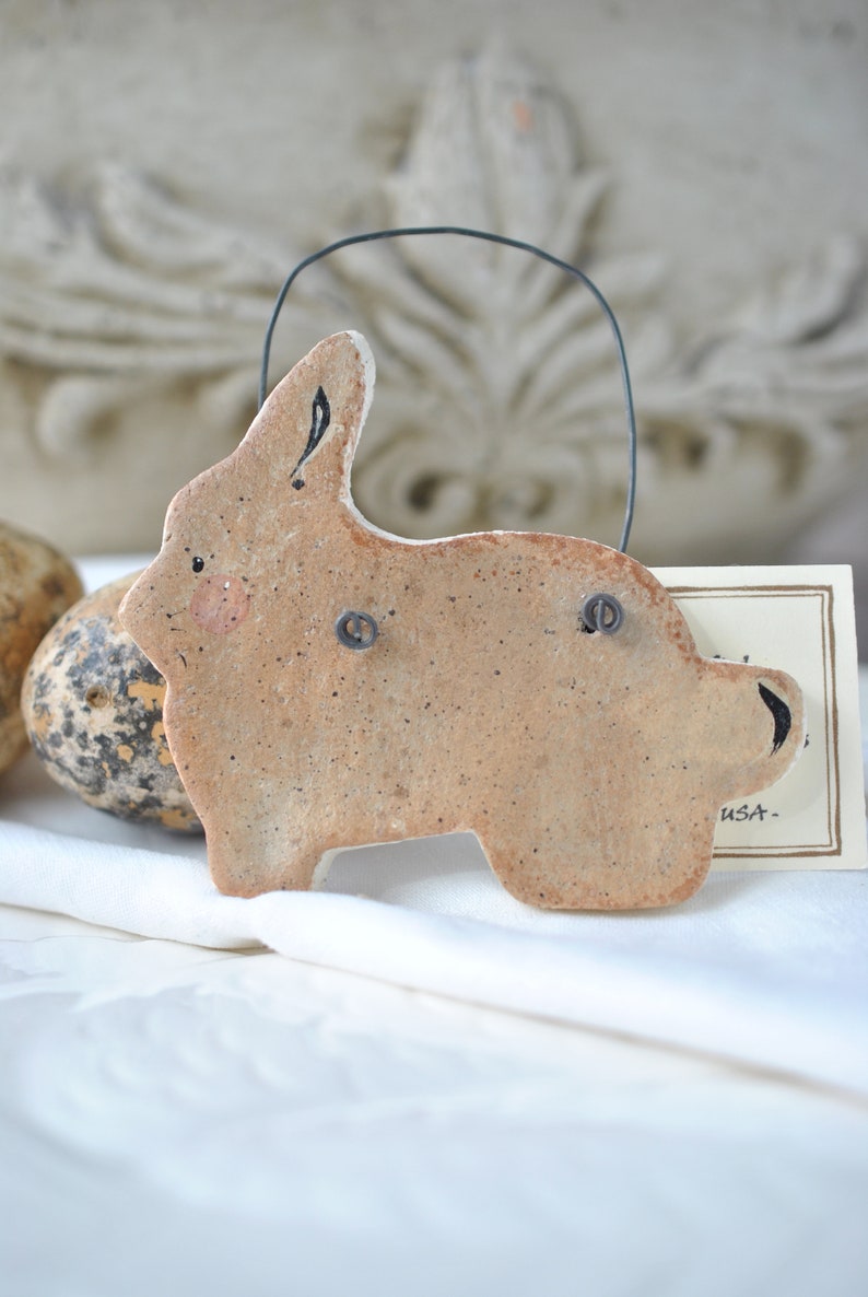 Primitive Bunny Salt Dough Ornament Easter Decorations Easter Bunny Easter Basket Gift image 4