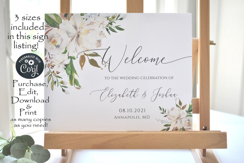 Editable Printable Wedding Welcome Sign Template DIY Instant - Etsy