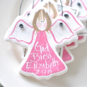 Boy or Girl Salt Dough Angel Personalized Favor Ornament for Communion or Baptism image 6