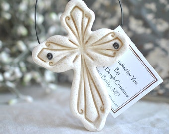 Imprinted Baptism Favor Cross for Baptism Salt Dough Cross Holy Communion Baptism Keepsake