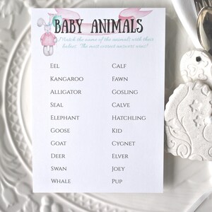 Baby Shower Baby Animals Game Pastel Bunny Card DIGITAL DOWNLOAD, Corjl A120 image 1