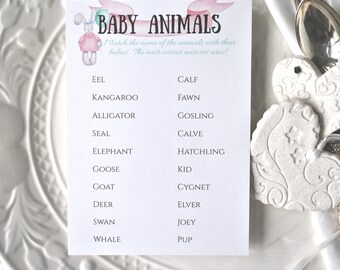 Baby Shower Baby Animals Game Pastel Bunny Card DIGITAL DOWNLOAD, Corjl A120