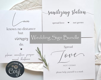 Wedding Sign Bundle Pandemic Printable 100% Editable Custom Sign  8x10 Template DIY Instant Download Editable Printable, Corjl A104