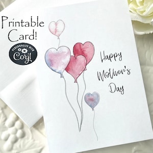 Printable Editable Mother's Day Watercolor Card Digital Template Printable, Corjl