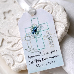 Made for You First Holy Communion Boy Favor Gift Tags Personalized Hang Tags Religious Tag image 2