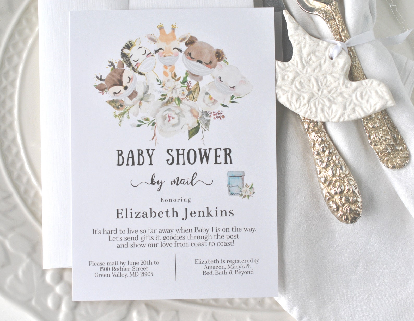 Printable Baby Shower by Mail Invitation Baby Animals With Etsy