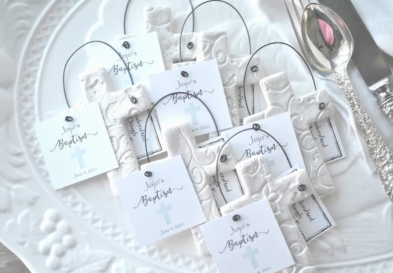 Classic Baptism Favors / Communion Cross Salt Dough Imprinted Party Favors
