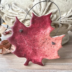 Large Red Maple Leaf Salt Dough Ornament Fall Decoration