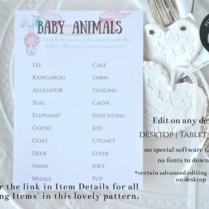 Baby Shower Baby Animals Game Pastel Bunny Card DIGITAL DOWNLOAD, Corjl A120 image 4