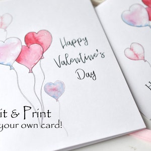 Printable Valentine's Day Watercolor Card Digital Template Printable, Corjl image 1