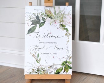 Printable Wedding Welcome Sign Greenery Instant Download Greenery Template DIY Instant Download Editable Printable, Corjl A106