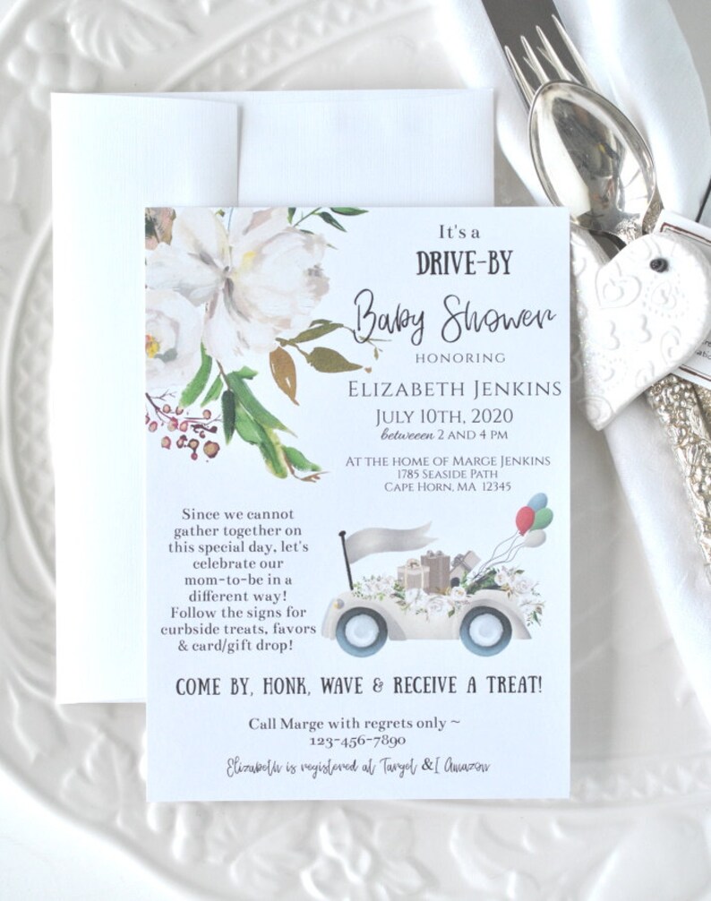 Printable Drive by Baby Shower Invitation Instant Download Etsy