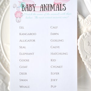 Baby Shower Baby Animals Game Pastel Bunny Card DIGITAL DOWNLOAD, Corjl A120 image 5