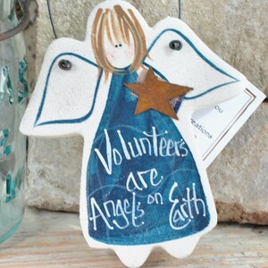 Volunteer Gift Angel Hanging Salt Dough Ornament Volunteer Appreciation Thank You Gift image 1