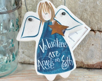 Volunteer Gift Angel Hanging Salt Dough Ornament Volunteer Appreciation Thank You Gift