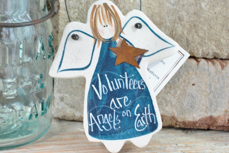 Volunteer Gift Angel Hanging Salt Dough Ornament Volunteer Appreciation Thank You Gift image 1