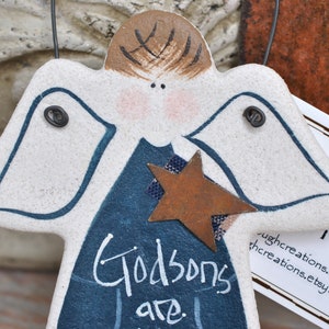 Baby Boy Godson Baptism Gift Boy Salt Dough Angel Ornament Baptism Keepsake Christening Gift image 4