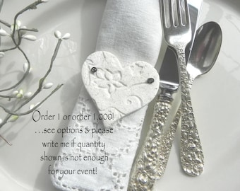 Classic Wedding or Valentine's Day Napkin Ring Salt Dough Imprinted Heart Favors