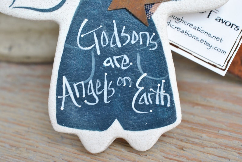 Baby Boy Godson Baptism Gift Boy Salt Dough Angel Ornament Baptism Keepsake Christening Gift image 5